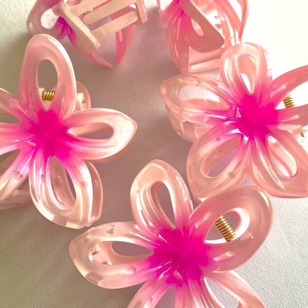Pink Hibiscus Flower Claw Clip
