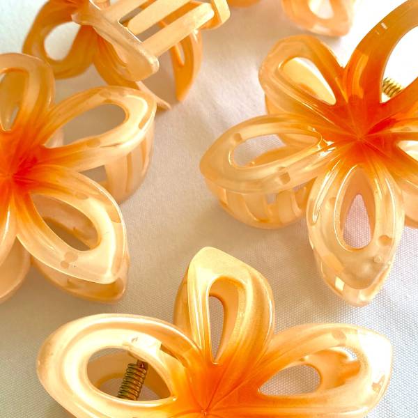 Orange Hibiscus Flower Claw Clip